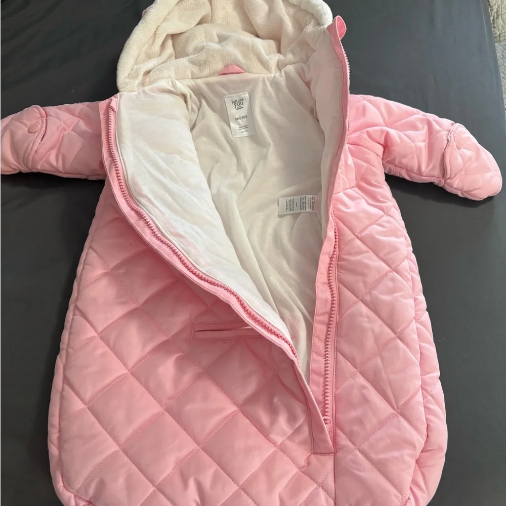 Carter's Pink‎ Quilted Bunting Winter Suit with Hood - car seat friendly